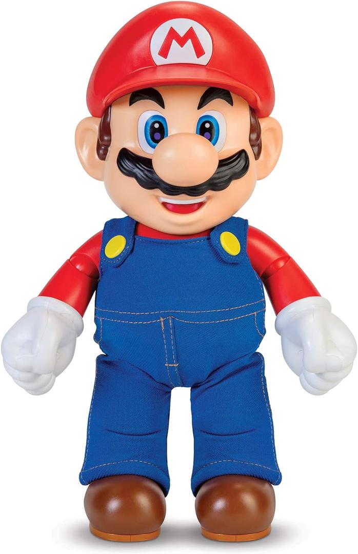 Super Mario It's-A Me, Mario! Collectible Action Figure, Talking Posable Mario Figure, 30+ Phrases and Game Sounds  12 Inches Tall!