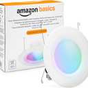 Amazon Basics Smart Recessed 5/6 Inch Downlight, Color Changing, Works with Alexa only, 2.4GHz WiFi, 1 Pack