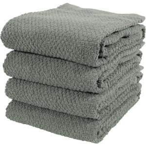 KAF Home Set of 4 Deluxe Popcorn Terry Kitchen Towels | 20 x 30 Inches | 100% Cotton Kitchen Dish Towels (Agave Geen)