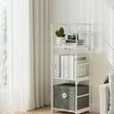 FIDUCIAL HOME 3 Tiers Small Bookshelf for Small Spaces White Mini Short Book Shelf Low Open Bookcase Easy Assemble