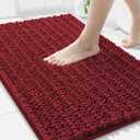 Arotive Luxury Chenille Bathroom Rug Mat, Extra Soft Thick Absorbent Shaggy Bath Rugs, Non-Slip Machine Wash Dry, Plush Bath Mats for Bathroom, Shower and Tub, 34x21, Red