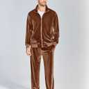 COOFANDY Mens 2 Piece Velour Tracksuit Full Zip Jackets Pants Velvet Jogging Suits Sweatsuit Set (Brown, XL)