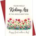 2 x Alcarin Funny First Mothers Day Card Gifts for Mom from Son, Daughter or Kids, Cute & Hilarious Card for Wife from Husband, First Time Mommy, Stepmom or Bonus Mom