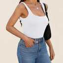 Womens Tank Tops Dressy Summer Sleeveless Shirts Sexy Square Neck Double Lined Fitted Tops T Shirts Blouses (L)