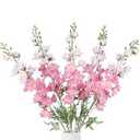 IPOPU 37" Blue Delphinium Artificial Flowers 5PCS Real Look Flocked Faux Delphinium Flowers with Fuzz Long Stem Silk Larkspur Snapdragon for Wedding & Home Decor(Blue)