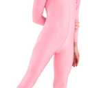 Kepblom Girls Scoop Neck Long Sleeve Unitard Bodysuit Dancewear For Child (Pink, M)