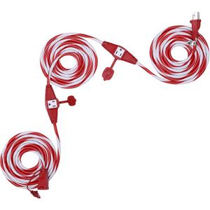 DEWENWILS 25FT Outdoor Extension Cord with Multiple Spaced Outlets Plugs, 16/3 SJTW Power Cord for Outdoor String Lights and Holiday Decorations, Appliances, UL Listed, Candy Cane (red swirl with white)