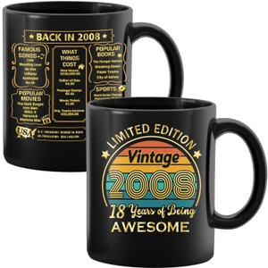 QUPT 18th Birthday Gifts for Girls Boys, 18th Birthday Gifts for Him, 2008 Birthday Gifts for Girls Boys, 18 Years Old Gifts, 2008 Birthday Gifts for Her Him, 18th Birthday Presents Coffee Mug