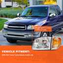 Headlight Assembly Compatible with 2000-2004 Toyota Tundra Double Cab Only & 2000-2004 Toyota Sequoia Headlamp with Turn Signals L & R Bulbs Not Included