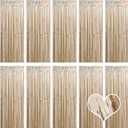 10 Pack Champagne Gold Backdrop Curtain 3.2ft x 8.2ft Metallic Tinsel Foil Fringe Curtains Photo Booth Background for Birthday Party Decoration Engagement Wedding Christmas Decor (Champagne Gold)