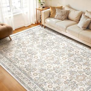 WITSHOCK Living Room Area Rugs 9x12: Soft Non-Slip Backing Washable Rugs Vintage Large Carpet for Bedroom Office Dining Room Kitchen Stain Resistant Home Decor Rug