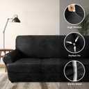 molasofa Leather Look T-Cushion Sofa Slipcovers with 3 Individual Shape Seat Covers for Home Dcor, 4 Pieces - Stretchable, Washable, Non-Pilling, Non-Slip Sofa Slipcover (Sofa, 02 Black)