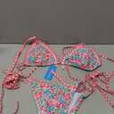 Tainehs Women's Sexy Halter Bikini Set Triangle Top String Swimwear Two Piece Swimsuits Cheeky Bathing Suit (Pink Tiny Flower) S