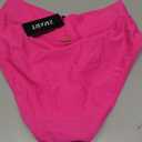 Zmart Womens High Waisted Bikini Bottoms - V Cut Full Coverage Bathing Suit Swimsuit Bottom with Twist Front Pink M