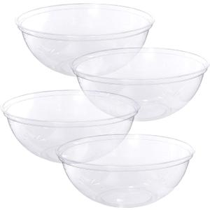 PLASTICPRO Disposable Round Serving Bowls, Party Snack or Salad Bowl, Plastic Crystal Clear Pack of 4 (X Large Bowls, 4) PLASTICPRO Disposable Round Serving Bowls, Party Snack or Salad Bowl, Plastic Crystal Clear Pack of 4 (X Large Bowls, 4)