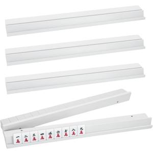 4PCS Wooden Mahjong Racks with Magnetic Pushers, 17.4 in Natural Wood American Mahjong Tile Rack Set, Modern Table Game Accessories for Mahjong TilesWhite,17.5