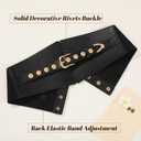 Wide Waist Belt Women Elastic Chunky Stretchy Elegance Belt with Gold Rivets Buckle for Daily Costume (Black)