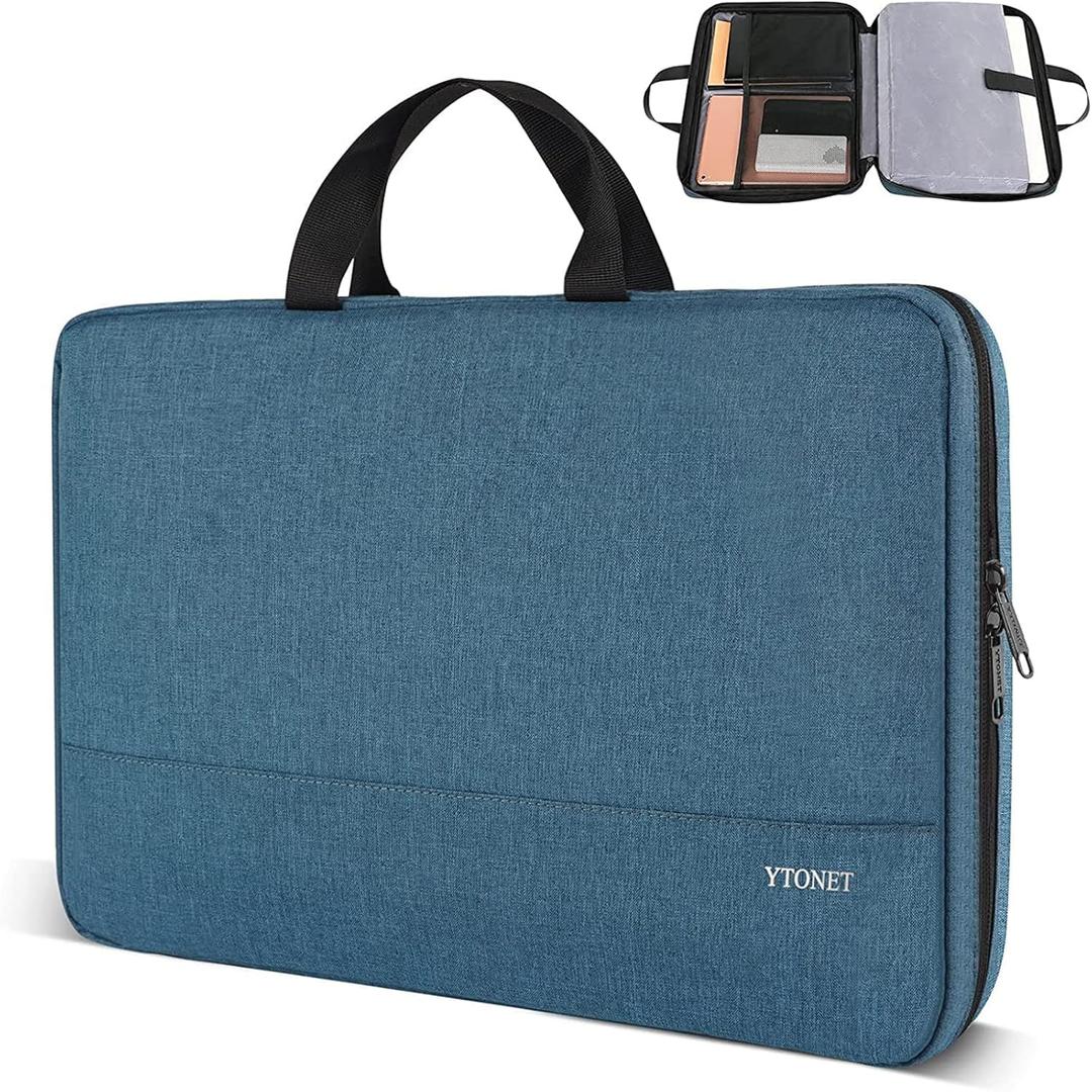 Ytonet 17 17.3 Inch Laptop Sleeve Case, Water Resistant Laptop Carrying Case with Handle, Compatible with MacBook HP Dell Lenovo Surface Asus Acer Notebooks, Gifts for Men Women Mom, Deep Teal