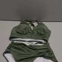 Halter V Neck Push Up Swimsuit Padded High Waisted Ruched Bottom Two Piece Bikini Set Bathing Suit for Women (X-Large)