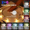 APONUO Solar Post Cap Lights Color Changing - RGB 8 Solid & Gradient Colors, IP65 Waterproof, for 4x4 5x5 6x6 Wood Vinyl Fences, Deck, Patio, Yard, White, 16 Pack