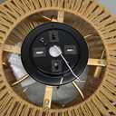 20" Woven Caged Low Profile Bladeless Ceiling Fan with Light and Remote, Farmhouse Flush Mount Boho Ceiling Fans Light, Enclosed Industrial Ceiling Fan 6 Speed Reversible w/ 4 E26 Bulb Base