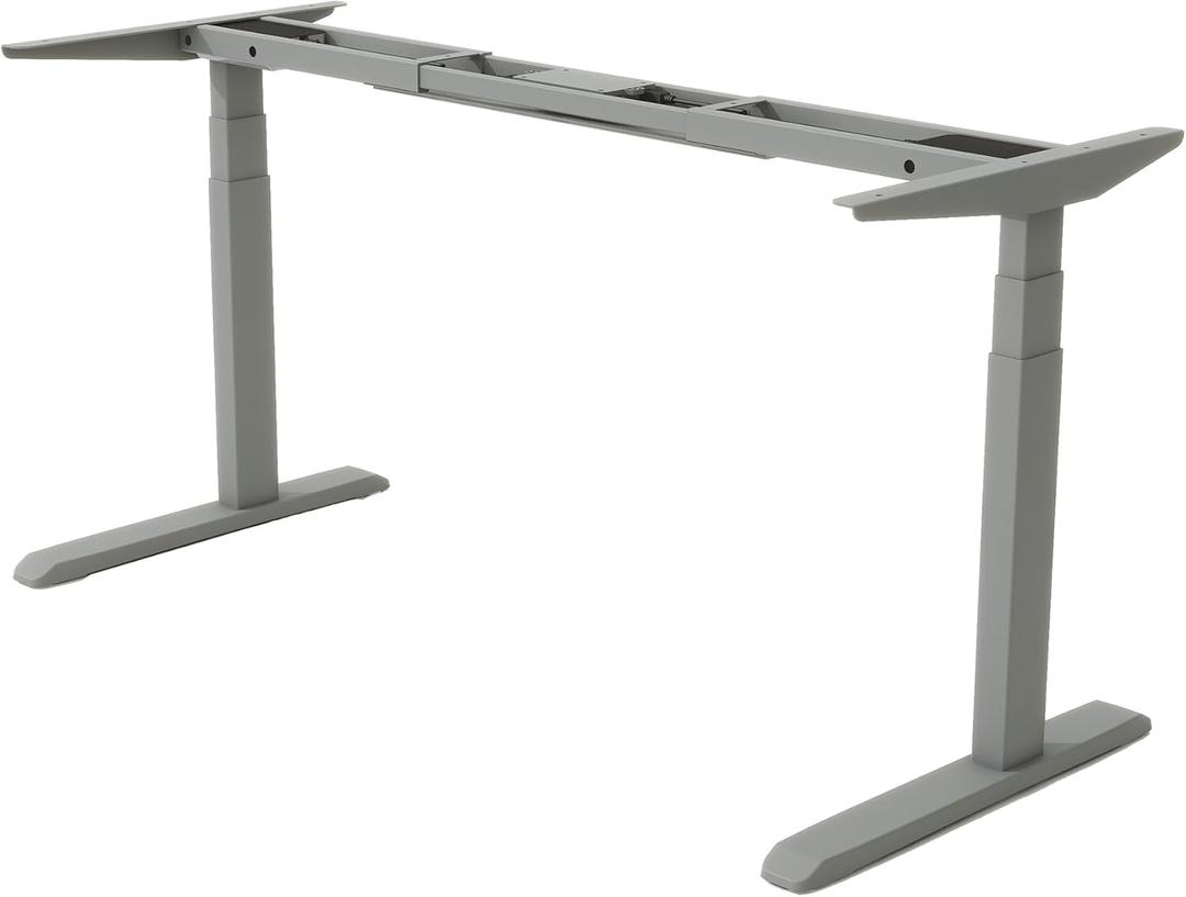 Fromann Electric Dual Motor 3 Tier Legs Standing Desk Frame Heavy Duty Sit Stand up Height Adjustable Desk Base for Home and Office (Grey)
