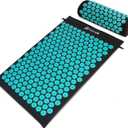 ProsourceFit Acupressure Mat and Pillow Set for Back/Neck Pain Relief and Muscle Relaxation, Orange (Large - Black/Aqua)