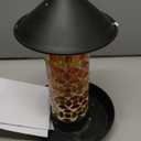 Lily's Home Mosaic Glass Hanging Bird Feeder for Outside Wild Birds. with Short Perches for Small to Medium Birds. Deter Grackles, Dove and Blackbirds - Cardinal Feeders for Outdoors. Outdoor Decor (Orange)