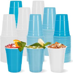 Whaline 60Pcs Colored Plastic Cups 16oz Blue White Plastic Cup 3 Colors Disposable Cup for Bride Baby Shower Birthday Winter Party Supplies
