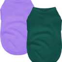 2 Pack Solid Color Dog Shirts - Lightweight, Quick Dry, Breathable Pet T-Shirts for Small to Large Dogs - Stretchy, Durable, Ideal for All Seasons and Holidays.Green Purple, S