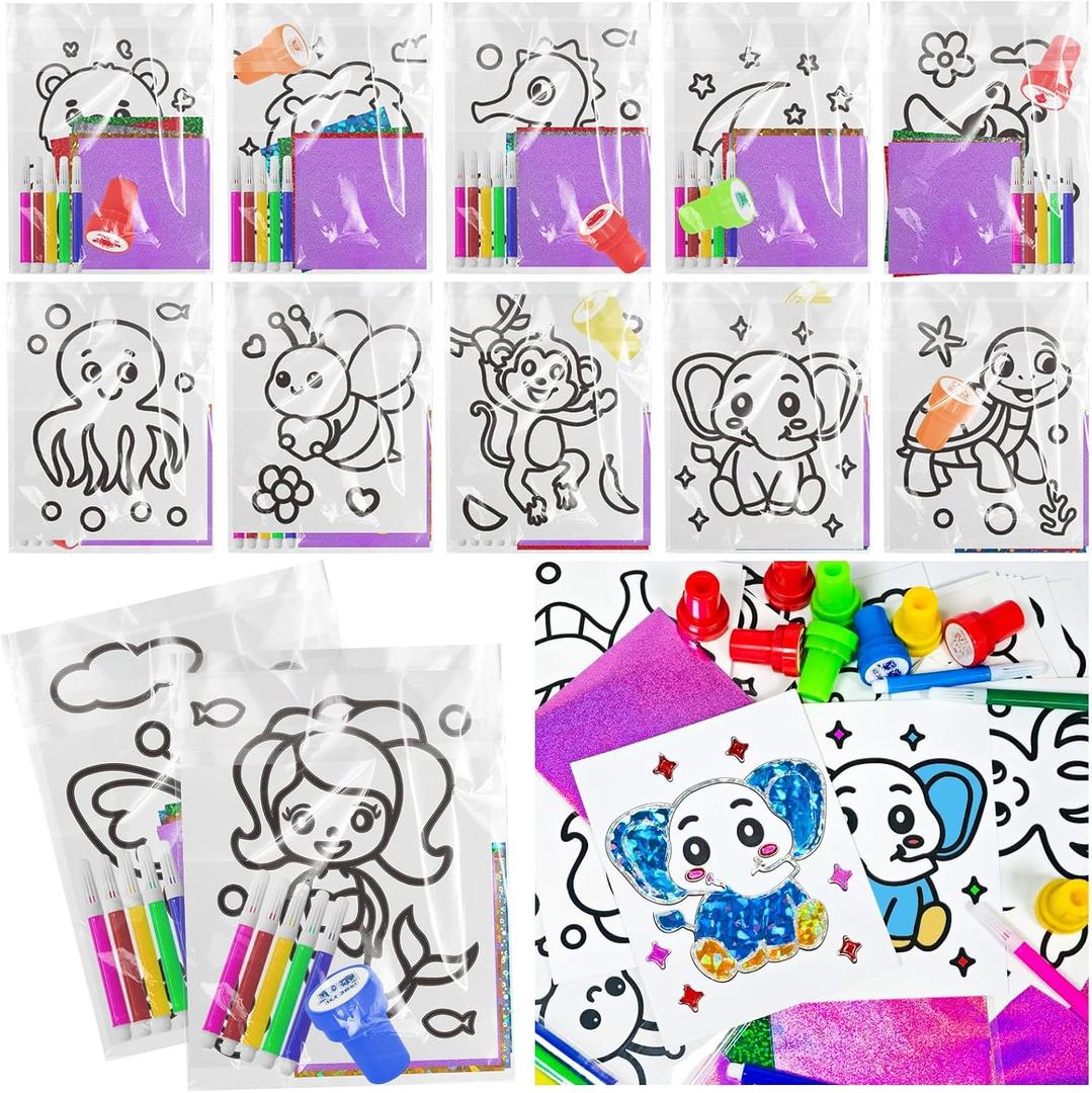 Cinrobiye 168 Pcs Foil Art Craft Activity, Coloring Books Bulk, DIY Creative Foil Activity Pages, Party Favors, Goodie Bag Fillers, Holiday and Travel Art Supplies