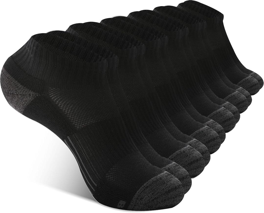 BAMBOO COOL Athletic Ankle Socks Womens Moisture-Wicking 5/6 Pairs | Anti-blister cushion, arch support, breathable & anti-odor; for running, hiking & daily wear. Machine washable. (M)