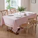 JIALE Pink Square Linen Polyester Tablecloth with Decorative Cutouts, Waterproof Table Cloth Wrinkle Free Light Pink Valentines Farmhouse Dining Table Cover for Outdoor Party Camping, 60 x 60 inch
