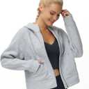 THE GYM PEOPLE Women's Full-Zip Up Hoodies Jacket Fleece Workout Crop Tops Sweatshirts with Pockets Thumb Hole (S)