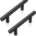 30 Pack 5 Inch Cabinet Handles Matte Black Cabinet Pulls Stainless Steel Drawer Handles for Kitchen Cabinet Hardware 3 Inch Hole Centers