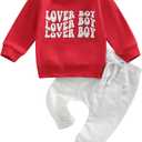 CIYCUIT Toddler Baby Boy Clothes Long Sleeve Sweatshirt Pants Set Fall Winter Outfits (0-6 Months, V2 Lover Boy)