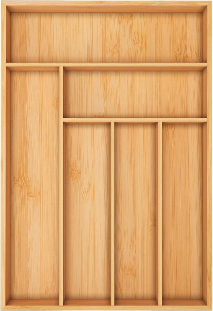 Utopia Kitchen Silverware Organizer, Bamboo Utensil Drawer Organizer for Cutlery, Utensils & Flatware (6 Compartment, Natural) Pack of 1