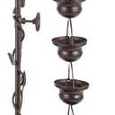 39" Tiered Water Fountain Outdoor 6 Hanging Cups Garden Water Feature | Vintage Cascading Waterfall Fountains, Rustic Metal Outside Soothing Water Flow for Garden Patio Yard Porch Home Decor