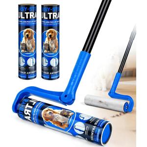 10" Large Lint Roller for Pet Hair Extra Sticky, Floor Lint Rollers Long Handle with Big Lint Rollers Refills for Couch Carpets Furniture Wall Clothing Floor Cleaning, Blue