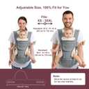 Baby Carrier, 6-in-1 Newborn to Toddler Carrier(7-50lbs), Front & Back Carrier with Detachable Hip Seat, Soft & Adjustable, All Seasons, Ideal for Mom & Dad, Perfect for Shopping & Travel - Grey