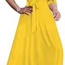 LightlyKiss Plus-Size Maxi Dresses for Women African Summer 3/4 Sleeves Beach Sundress with Pockets, 3XL