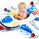 Baby Airplane Pool Float with Handle & Squirt Gun, Baby Swim Float Swimming Pool Float Kids Toddler Floaties Toddler Pool Float Age 1-4 Boys Girls Inflatable Ride-ons Pool Beach Toys