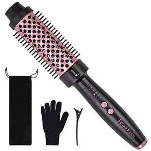 Thermal Brush 1.5", Tresses Touch Thermal Round Brush Blowout with 5 Settings, Long Lasting Curling Brushes Suitable for Medium and Long Hair, Velvet Pouch and Universal Voltage for Travel, Rose Gold