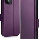 OCASE for iPhone 15 Wallet Case, Slim PU Leather Flip Folio, Card Slots, RFID Blocking, Kickstand, Shockproof Phone Cover 6.1 Inch 2023, Purple