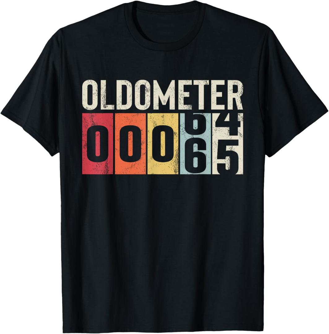 Funny 65 Years Old Oldometer Vintage 65th Birthday Odometer T-Shirt M Black