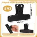 Lounsweer 12 Pack Large Magnetic Tapestry Hangers Heavy Duty Magnetic Quilt Hangers for Wall Display Clamps Rack Mount for Tapestry Blankets, Rugs, Tapestries and Other Textile