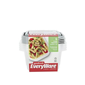 4 pcs GoodCook EveryWare Large Square Food Storage Containers, 1.2L