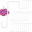 24PCS Vinyl Fence Hooks, 2 x 6 Inches White Powder Coated Fence Hangers Metal Patio Hooks for Hanging Plants & Planters, Lights, Pool Equipment, Bird Feeder (White, 3 x 8 Inch)