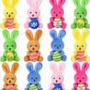 Fovths 12 Pack 4.7 Inch Easter Plush Bunnies Keychain Eggs Stuffed Bunny Set Plush Rabbit with Eggs Filler or Basket Filler Rabbit Keychain Set Easter Party Favors Gifts, Multi-Color