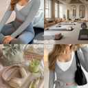 Women Wrap Tie Tops Lightweight Slim Fit Ballet Pilates Yoga Workout Active Shirts Long Sleeve V Neck Casual Tees (Gray, S)